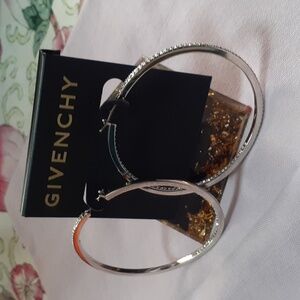 Givenchy silver tone hoop earrings